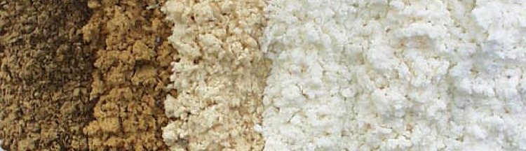 Pulp samples from unbleached to bleached